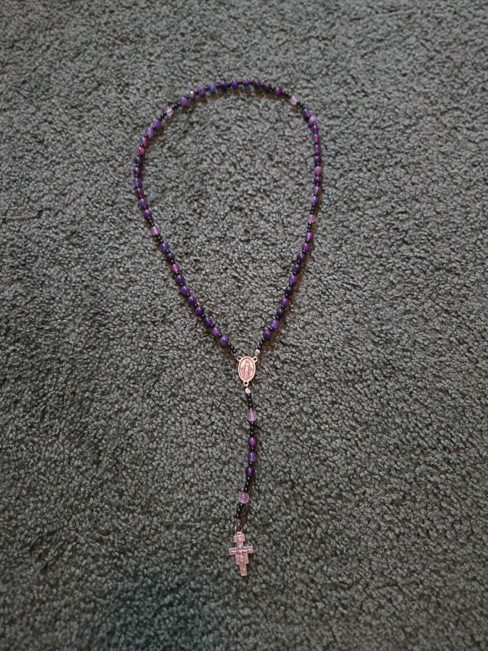 NWOT Purple Beaded Rosary Necklace - Women Jewelry